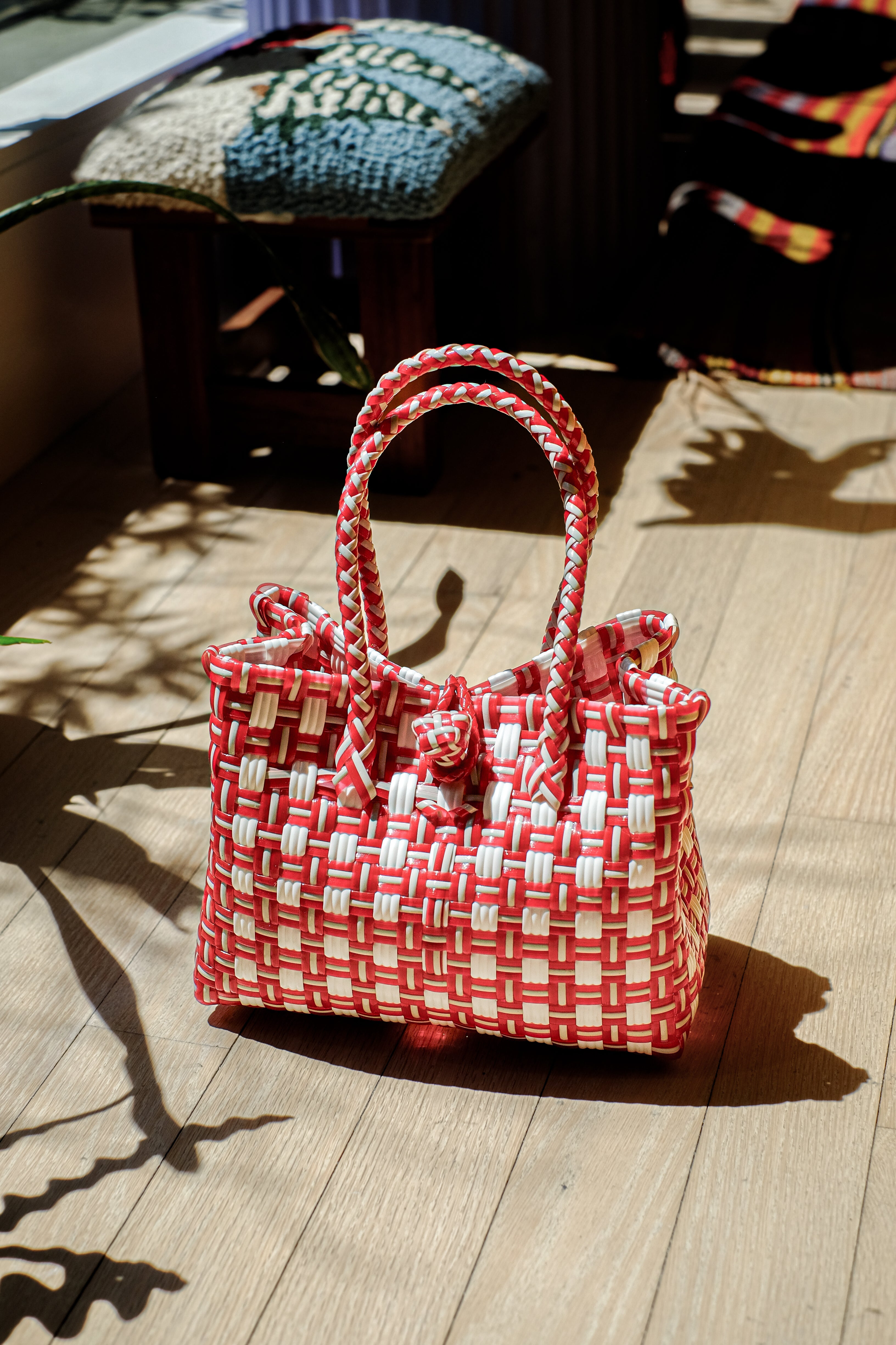 Saigon Birkin Recycled Plastic Bag in Pink and White Inner Child